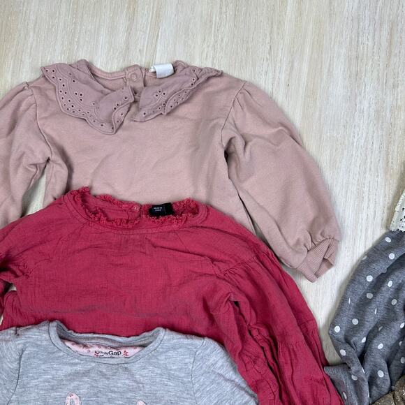 6 Piece Bundle Lot Girls 2T Sweatshirt Shirt Dress Toddler Gap H&M Pink Neutral - Picture 2 of 9